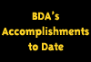 BDA's Accomplishments to Date
